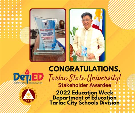 TSU receives plaque as DepEd TCSD stakeholder .